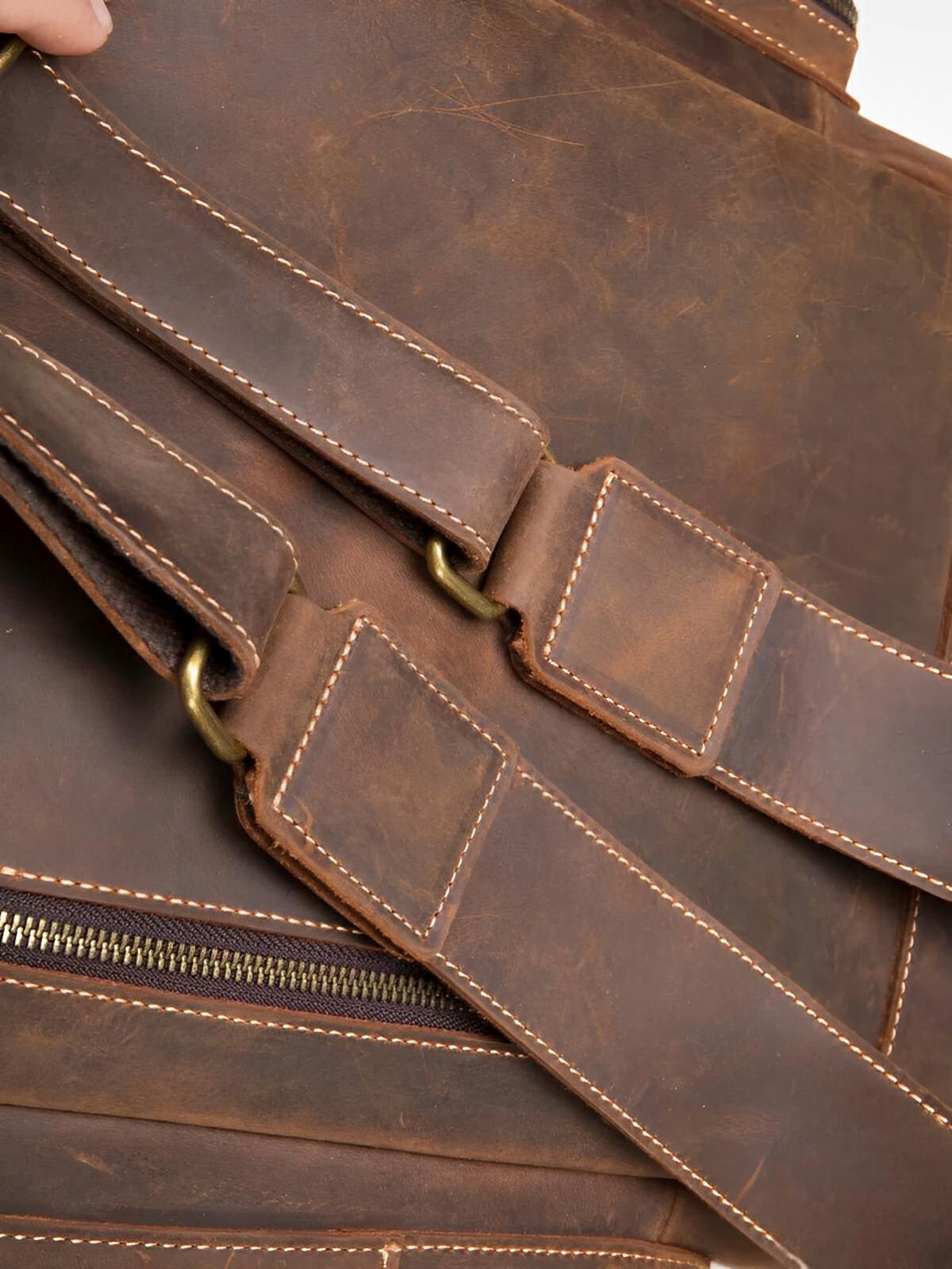 Sac à dos homme en cuir véritable, vintage, à grande capacité, idéal pour des voyages, modèle Rodrigue - Sac à dos - Marron