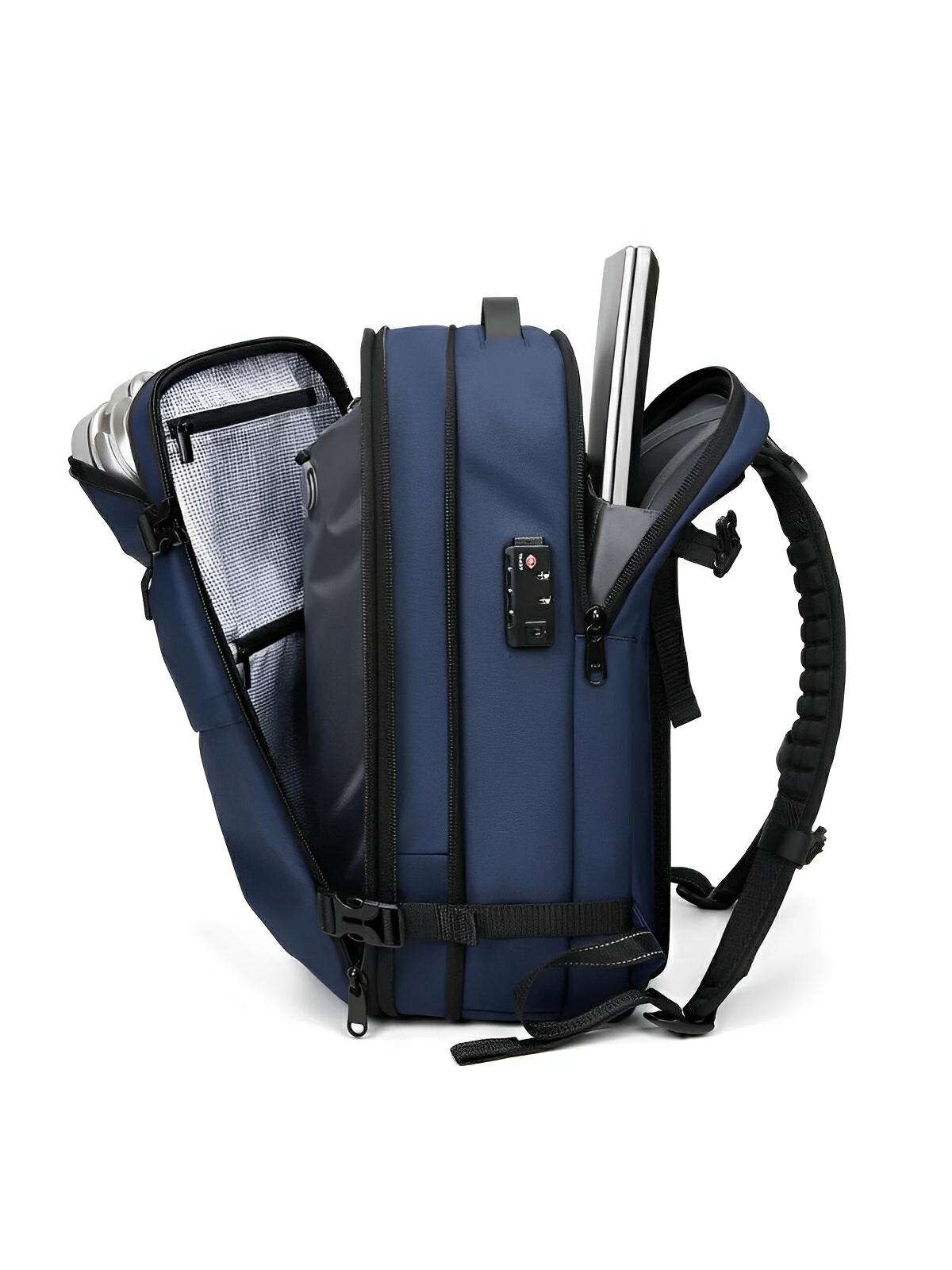 Sac à dos homme, multifonction, à grande capacité, extensible et imperméable, modèle Athanase - Sac à dos - Bleu