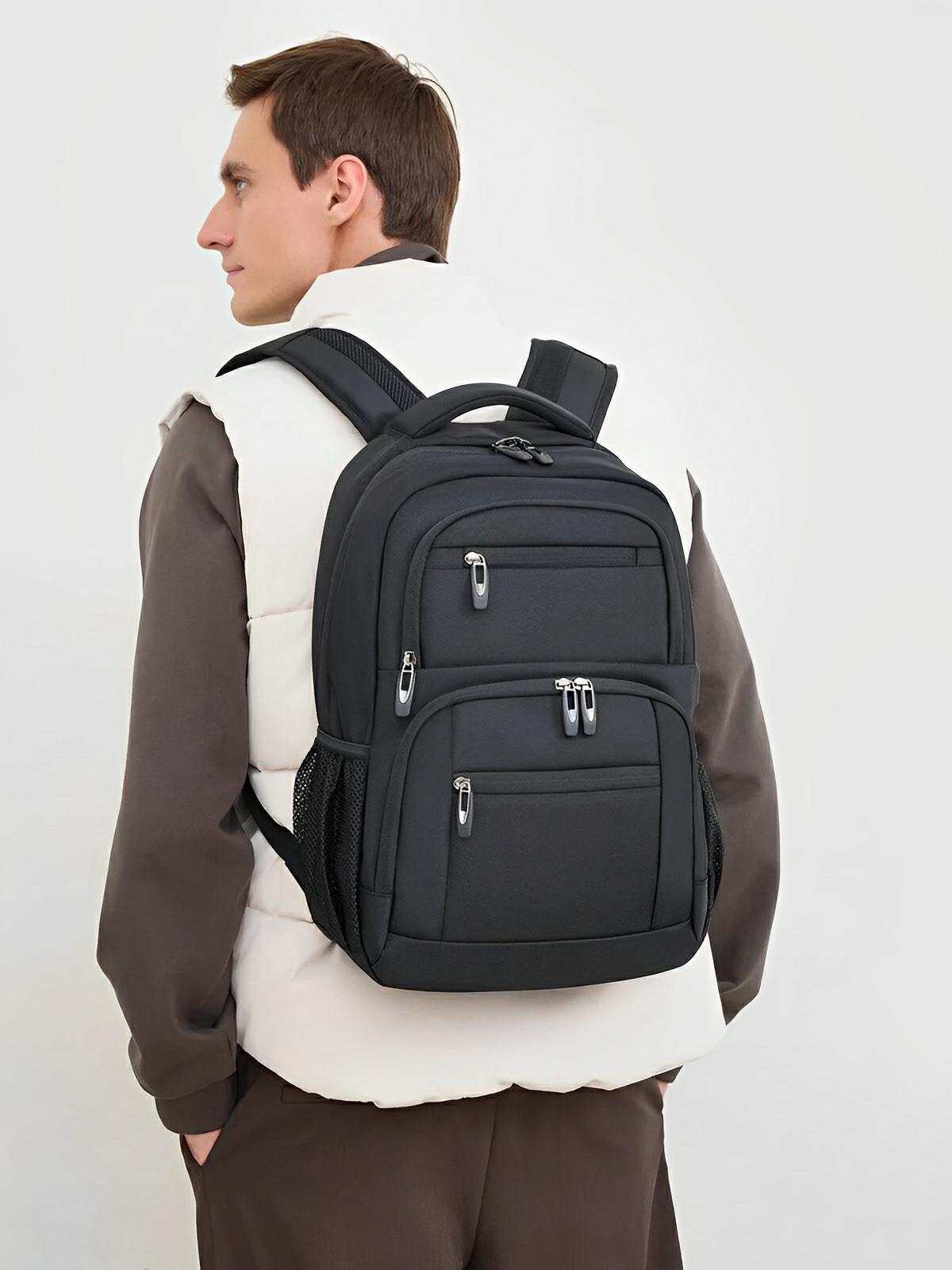 Sac à dos idéal, grande capacité, port USB, dos ergonomique et multiples rangements, modèle John - Sac à dos - Noir