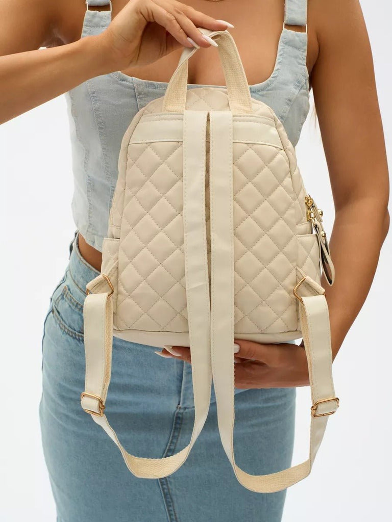 Sac à dos matelassé femme, petit sac à dos chic, sac à dos tendance y2k, mini sac à dos léger, pratique au quotidien, modèle Ode - Sac à dos - Blanc