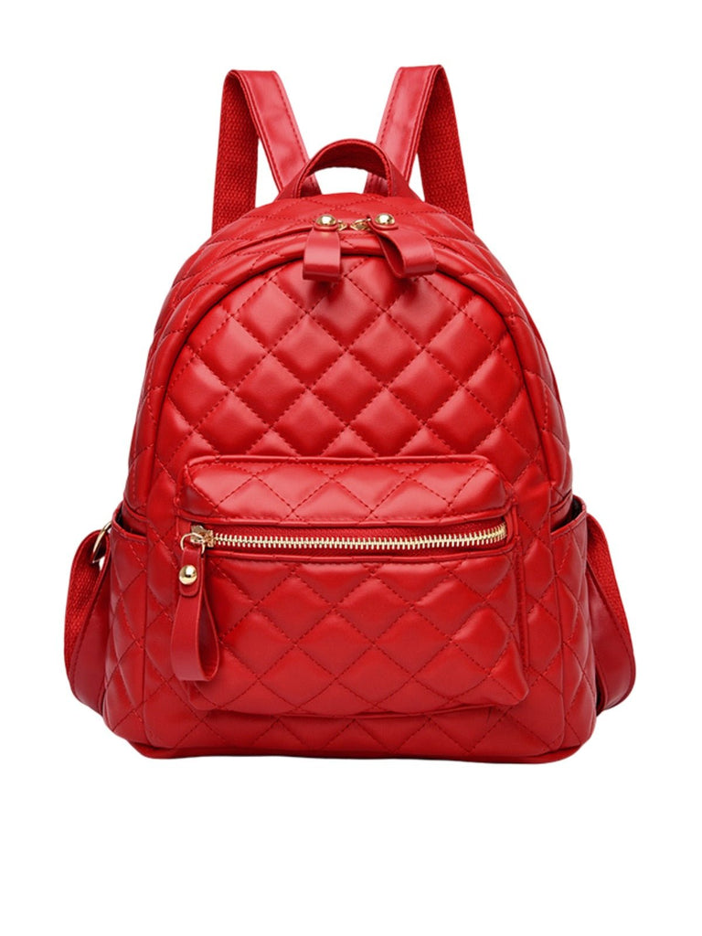 Sac à dos matelassé femme, petit sac à dos chic, sac à dos tendance y2k, mini sac à dos léger, pratique au quotidien, modèle Ode - Sac à dos - Rouge