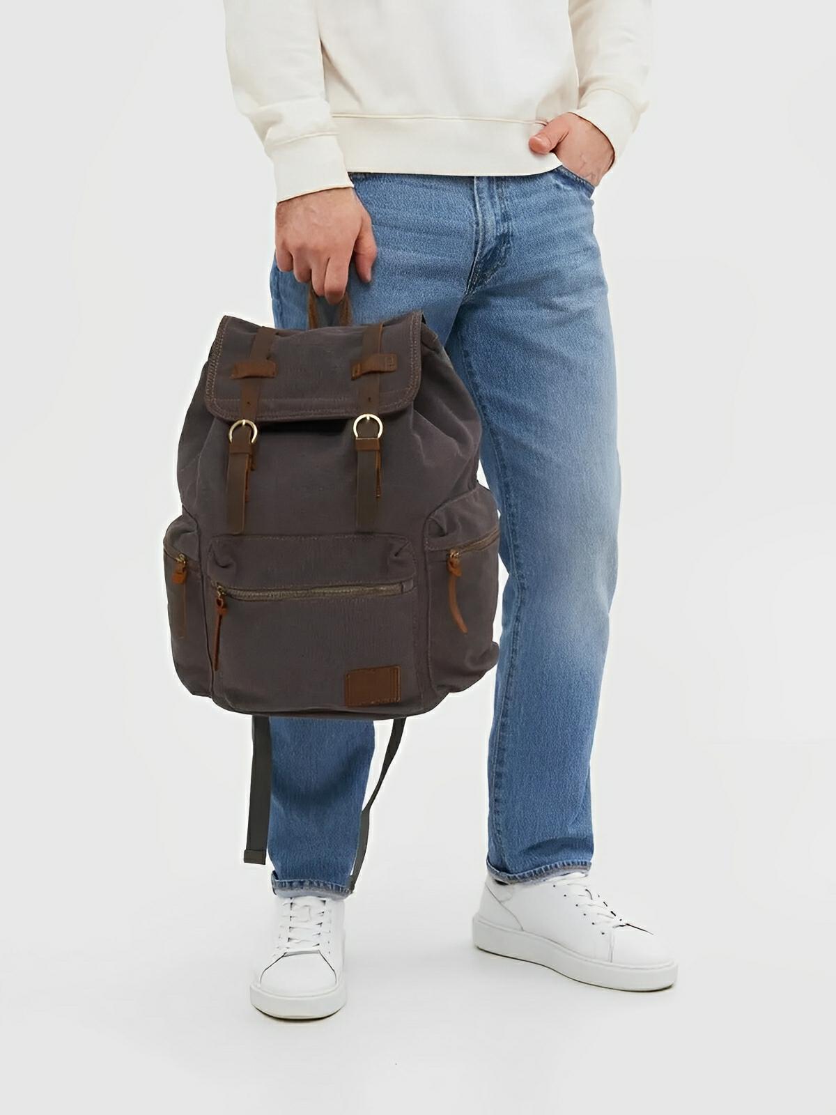 Sac à dos rétro en toile, grand, pour homme, idéal pour voyager, modèle Arselin - Sac à dos - Marron