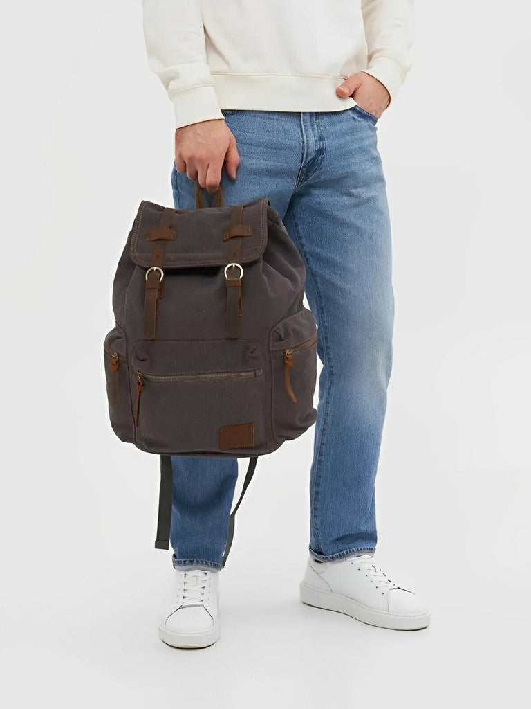 Sac à dos rétro en toile, grand, pour homme, idéal pour voyager, modèle Arselin - Sac à dos - Marron