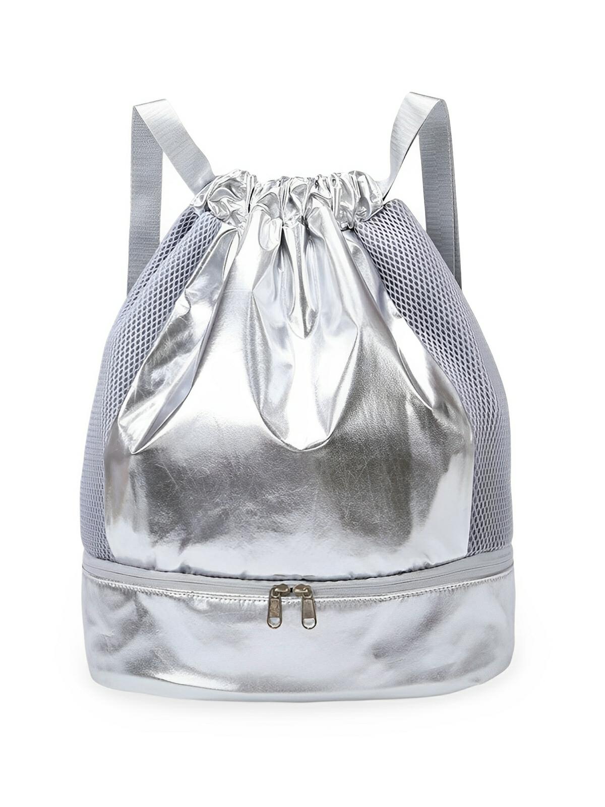 Sac à dos sport femme, grande capacité, compartiment chaussures, tissu déperlant, léger, confort optimal, modèle Blandine - Sac à dos - Argent