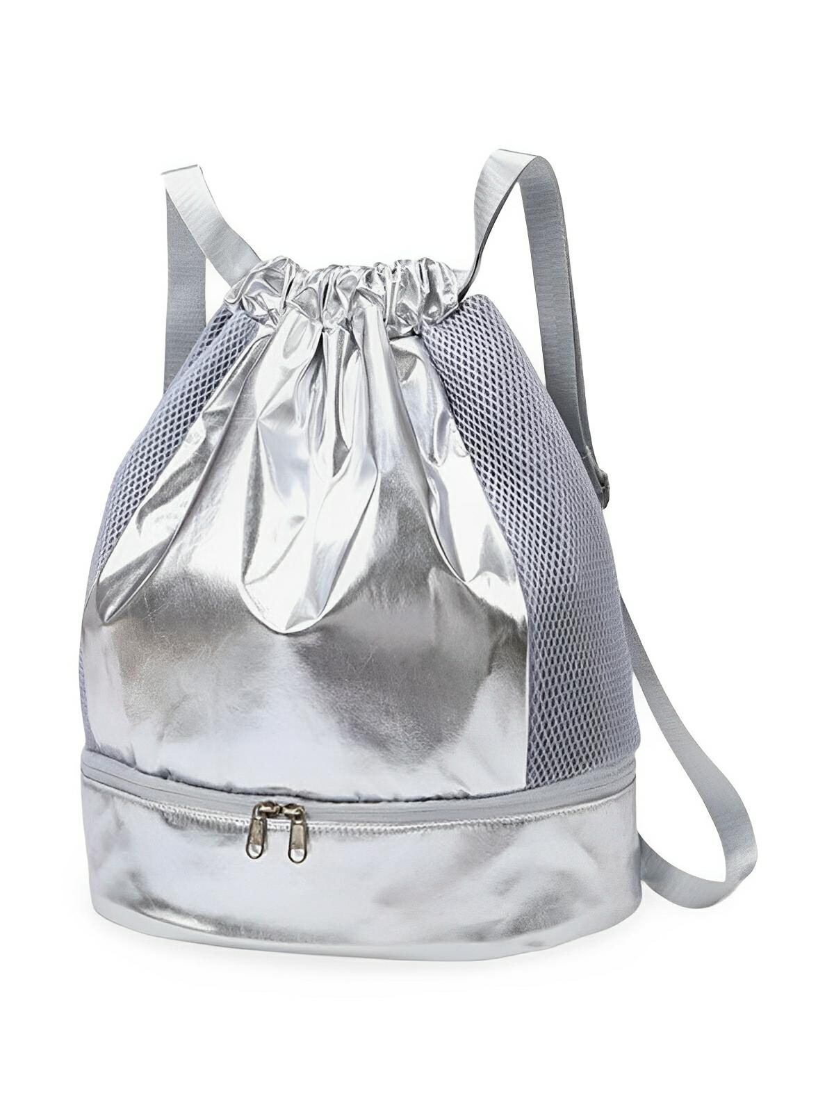 Sac à dos sport femme, grande capacité, compartiment chaussures, tissu déperlant, léger, confort optimal, modèle Blandine - Sac à dos - Argent
