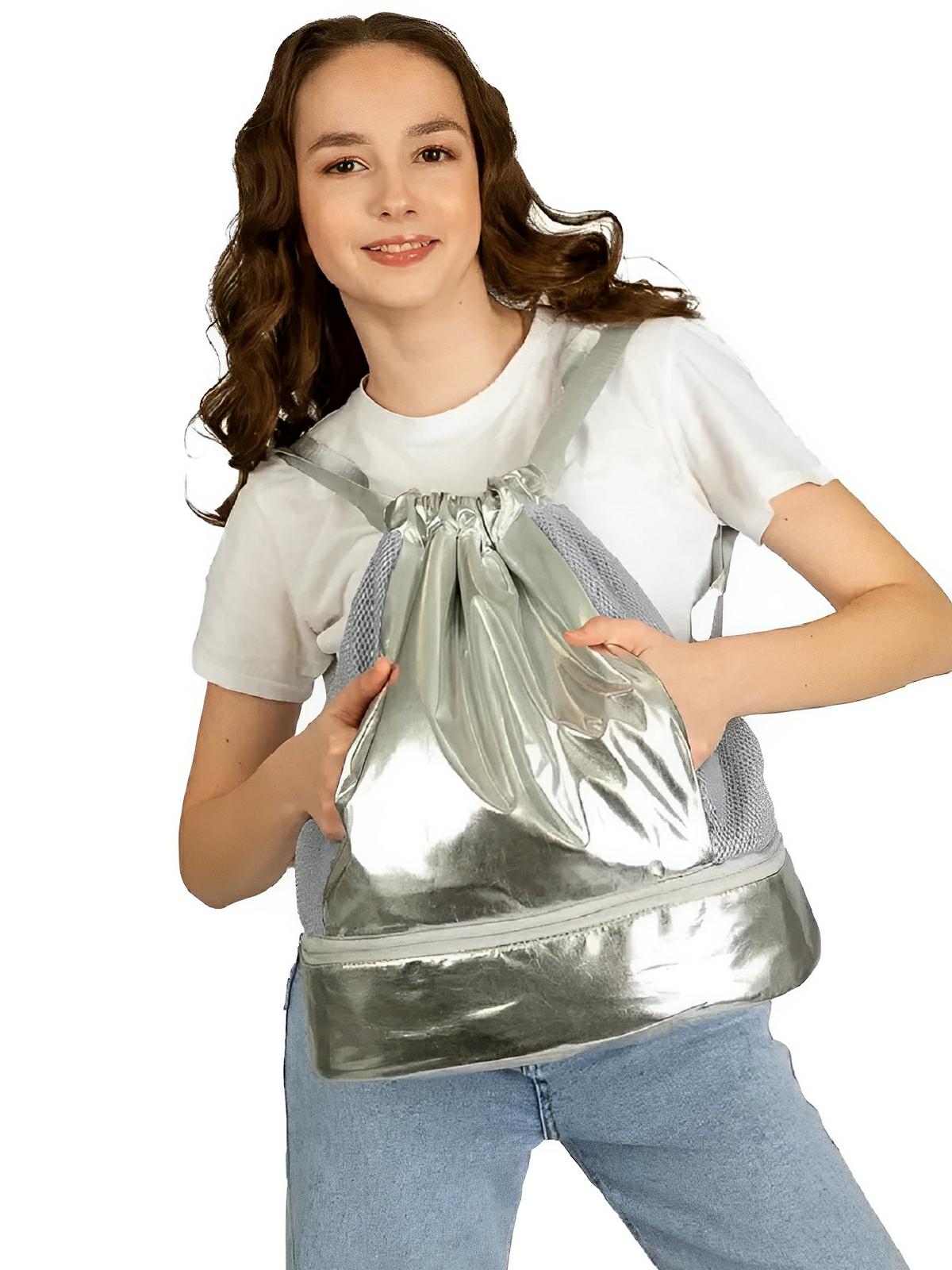 Sac à dos sport femme, grande capacité, compartiment chaussures, tissu déperlant, léger, confort optimal, modèle Blandine - Sac à dos - Argent