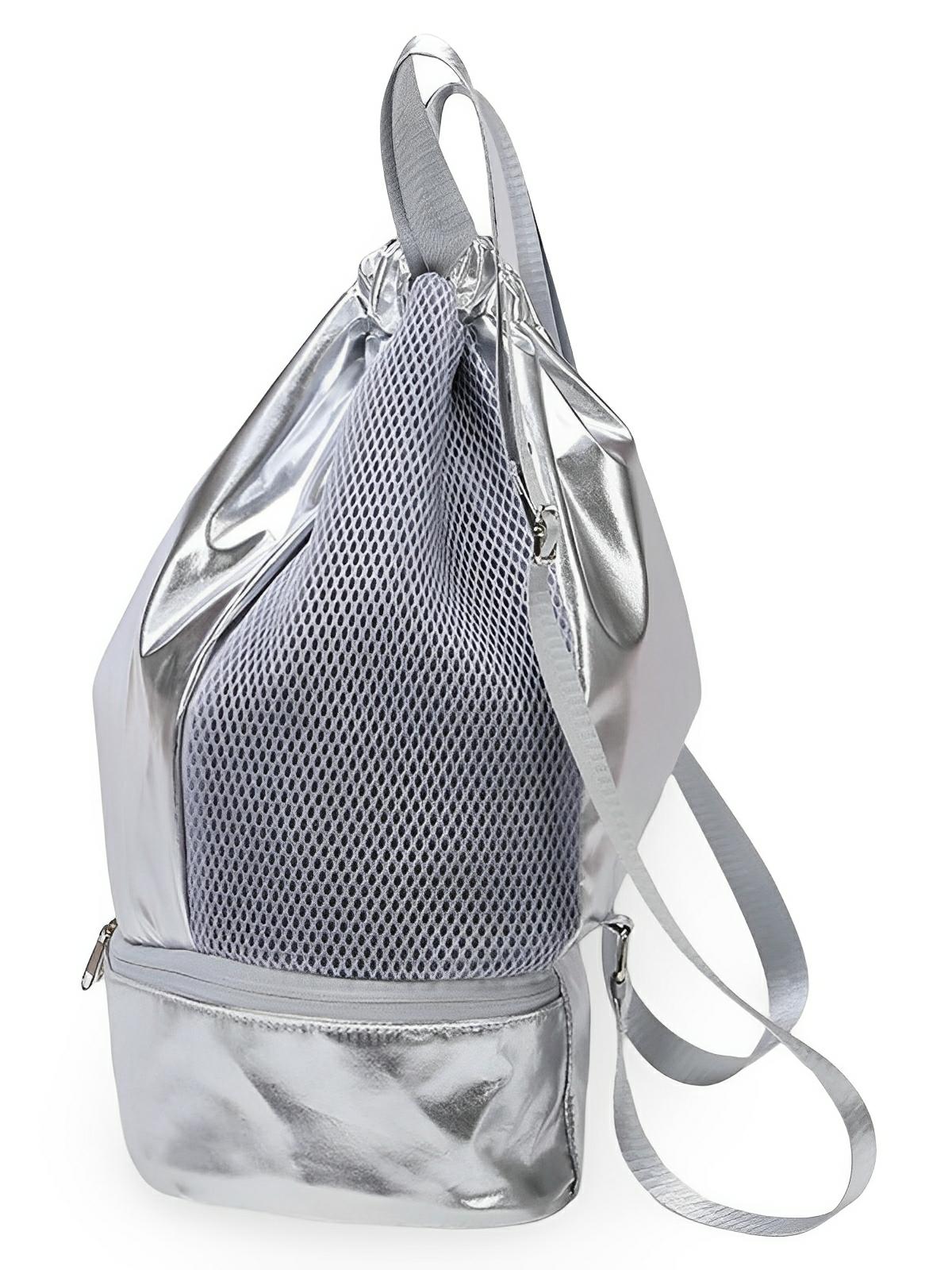 Sac à dos sport femme, grande capacité, compartiment chaussures, tissu déperlant, léger, confort optimal, modèle Blandine - Sac à dos - Argent