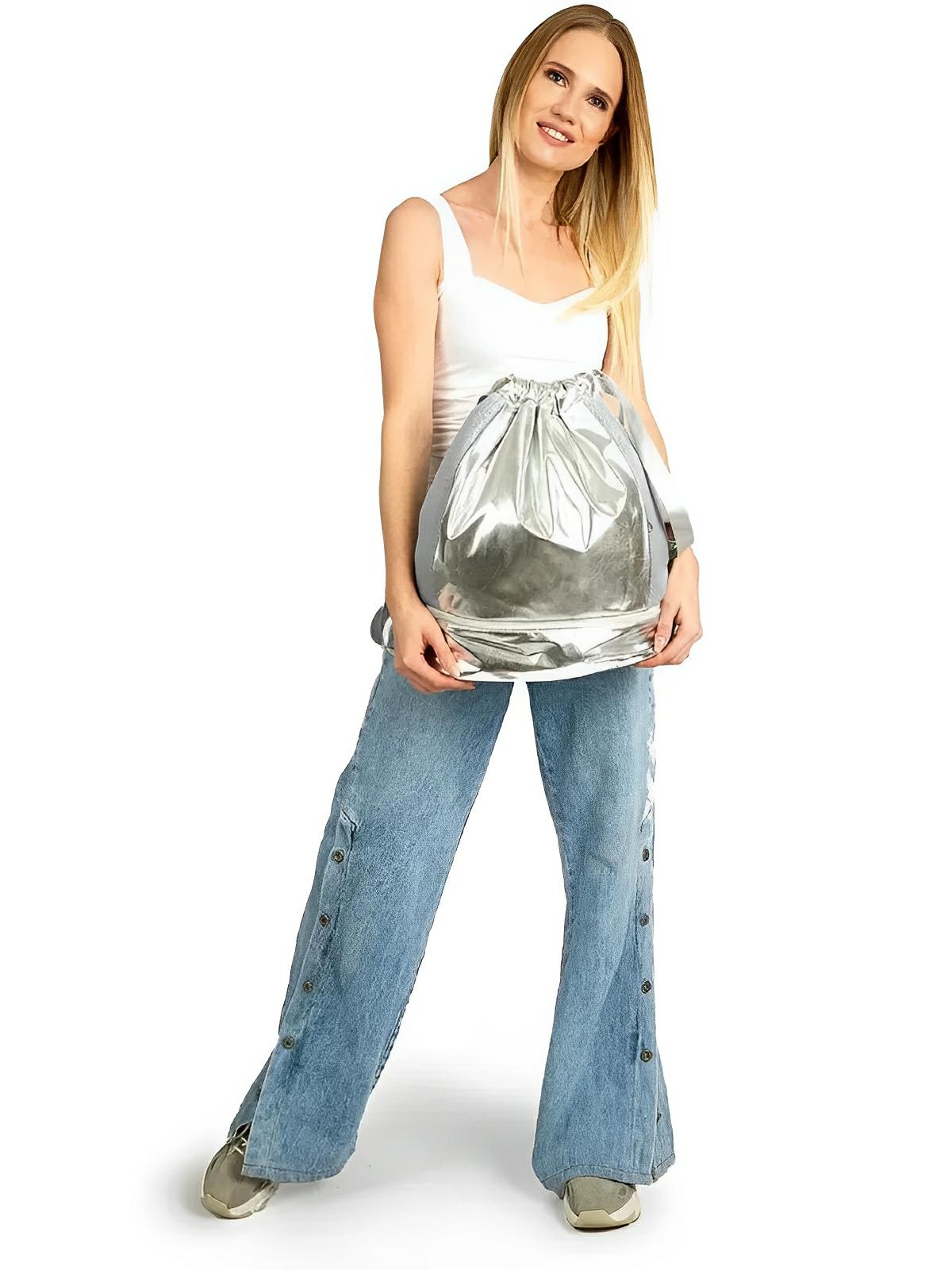 Sac à dos sport femme, grande capacité, compartiment chaussures, tissu déperlant, léger, confort optimal, modèle Blandine - Sac à dos - Argent