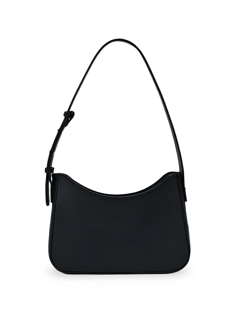 Sac à main baguette femme, bandoulière réglable, petit format, fermeture éclair, style minimaliste, modèle Ciah - Sac à main - Noir