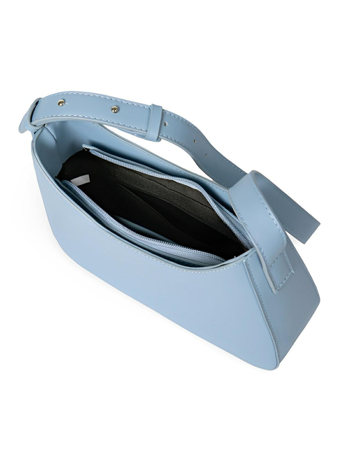 Sac à main baguette femme, bandoulière réglable, petit format, fermeture éclair, style minimaliste, modèle Ciah - Sac à main - Bleu