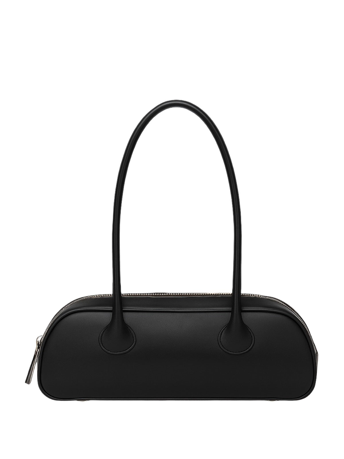 Sac à main bandoulière baguette femme, petit format, forme allongée, poignée longue, format chic moderne, modèle Noyale - Sac à main - Noir