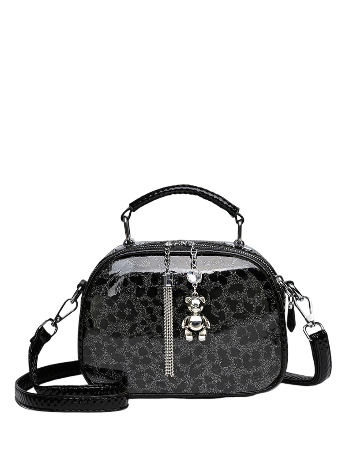 Sac à main bandoulière femme, sac à main à motif brillant, sac porté travers compact, chic fantaisie, mini sac rigide, modèle Audrey - Sac à main - Style 4