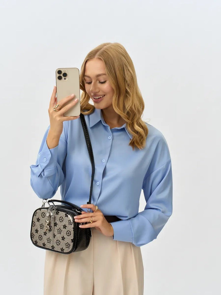 Sac à main bandoulière femme, sac à main à motif brillant, sac porté travers compact, chic fantaisie, mini sac rigide, modèle Audrey - Sac à main - Style 2