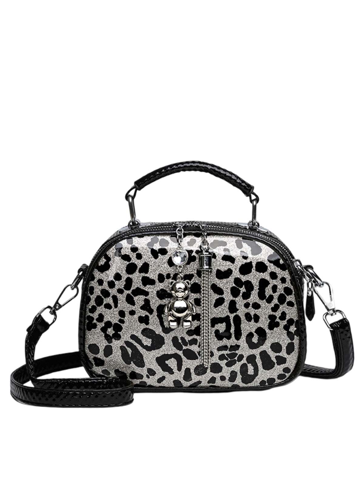 Sac à main bandoulière femme, sac à main à motif brillant, sac porté travers compact, chic fantaisie, mini sac rigide, modèle Audrey - Sac à main - Style 3