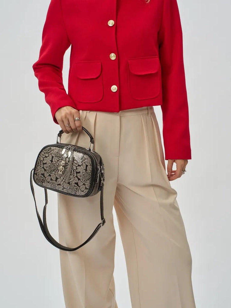 Sac à main bandoulière femme, sac à main à motif brillant, sac porté travers compact, chic fantaisie, mini sac rigide, modèle Audrey - Sac à main - Style 1