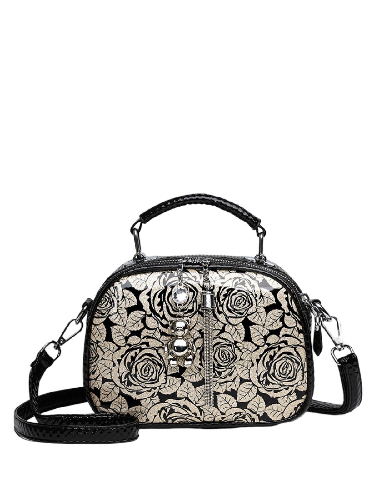 Sac à main bandoulière femme, sac à main à motif brillant, sac porté travers compact, chic fantaisie, mini sac rigide, modèle Audrey - Sac à main - Style 1