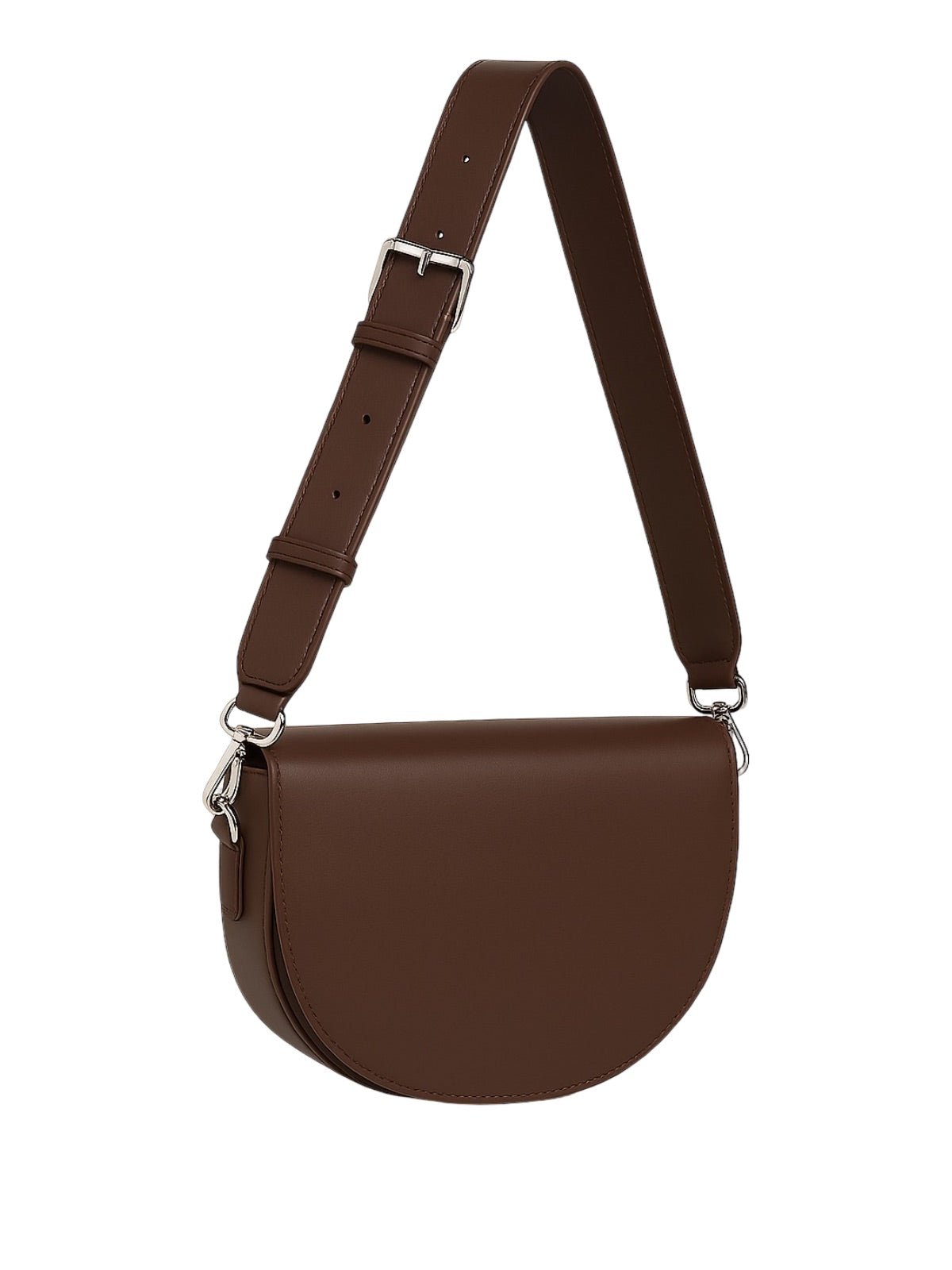 Sac à main bandoulière femme, sac demi - lune, sac PU, sac minimaliste, petit sac épaule, modèle Coloma - Sac à main - Marron