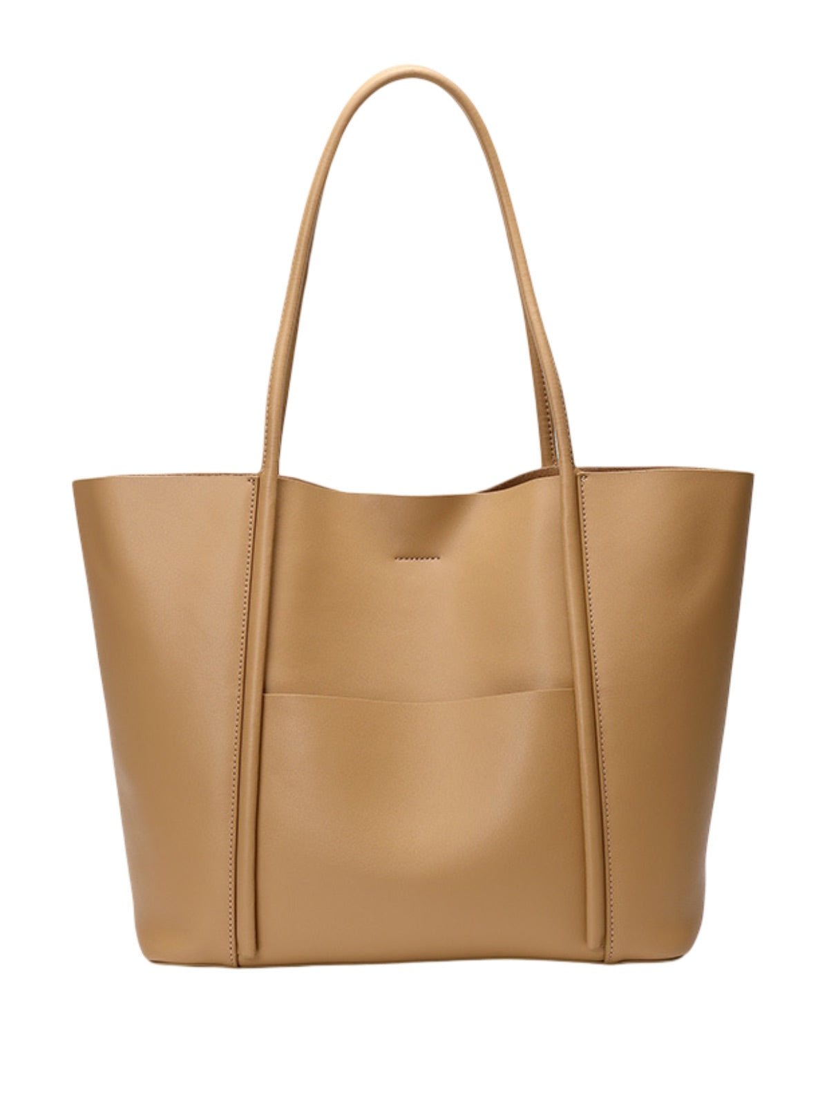 Sac à main cabas en cuir, grand format, porté épaule, compartiment zippé, souple et structuré, sac école et quotidien, modèle Cédale - Sac à main - Camel