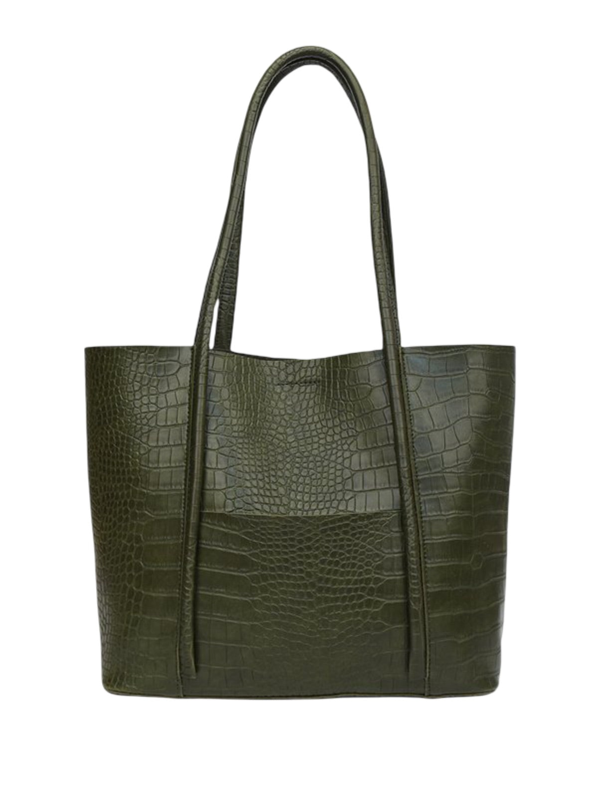 Sac à main cabas texturé, grand format, porté épaule, intérieur suédine, bouton magnétique, poche extérieure, modèle Placidie - Sac à main - Vert