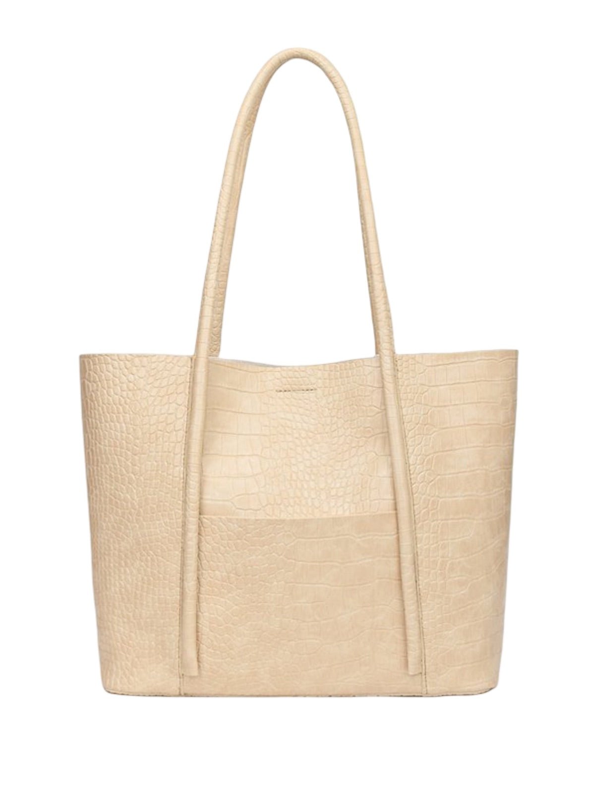 Sac à main cabas texturé, grand format, porté épaule, intérieur suédine, bouton magnétique, poche extérieure, modèle Placidie - Sac à main - Blanc