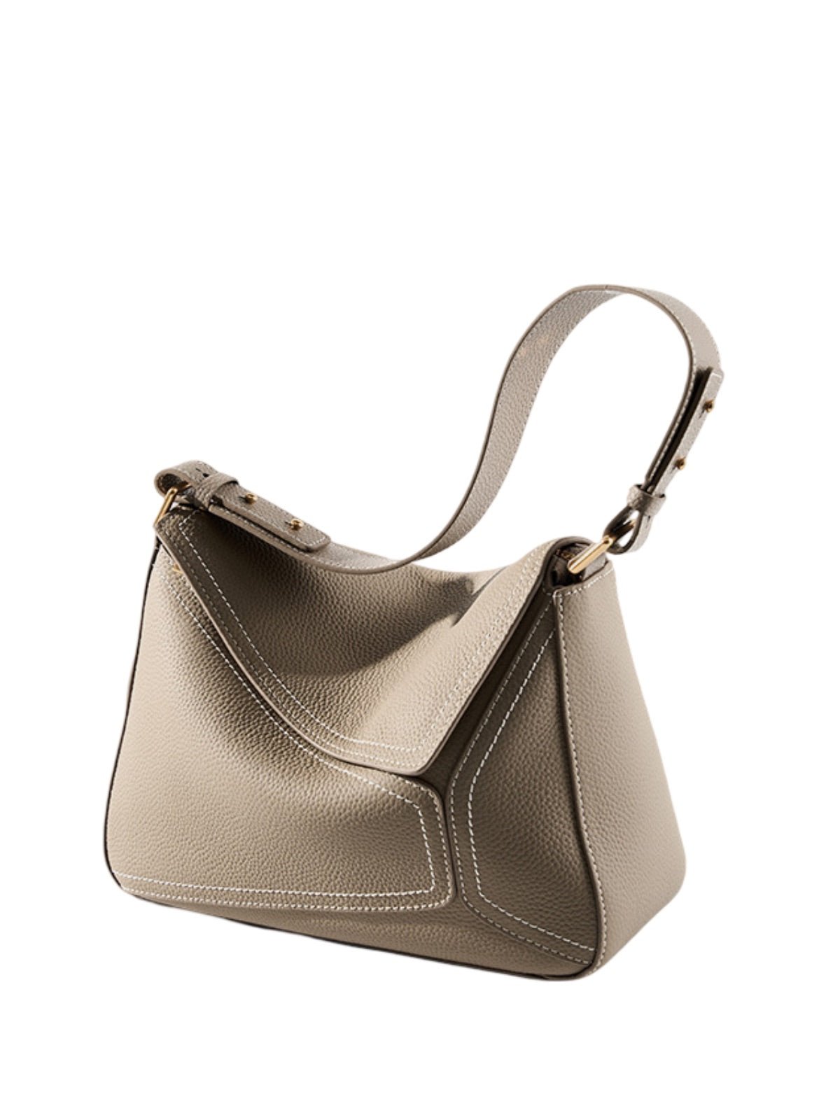 Sac à main en cuir femme, sac porté épaule, sac porté main, idéal pour le quotidien, sac à rabat chic, sac de ville spacieux, modèle Bérisse - Sac à main - Beige
