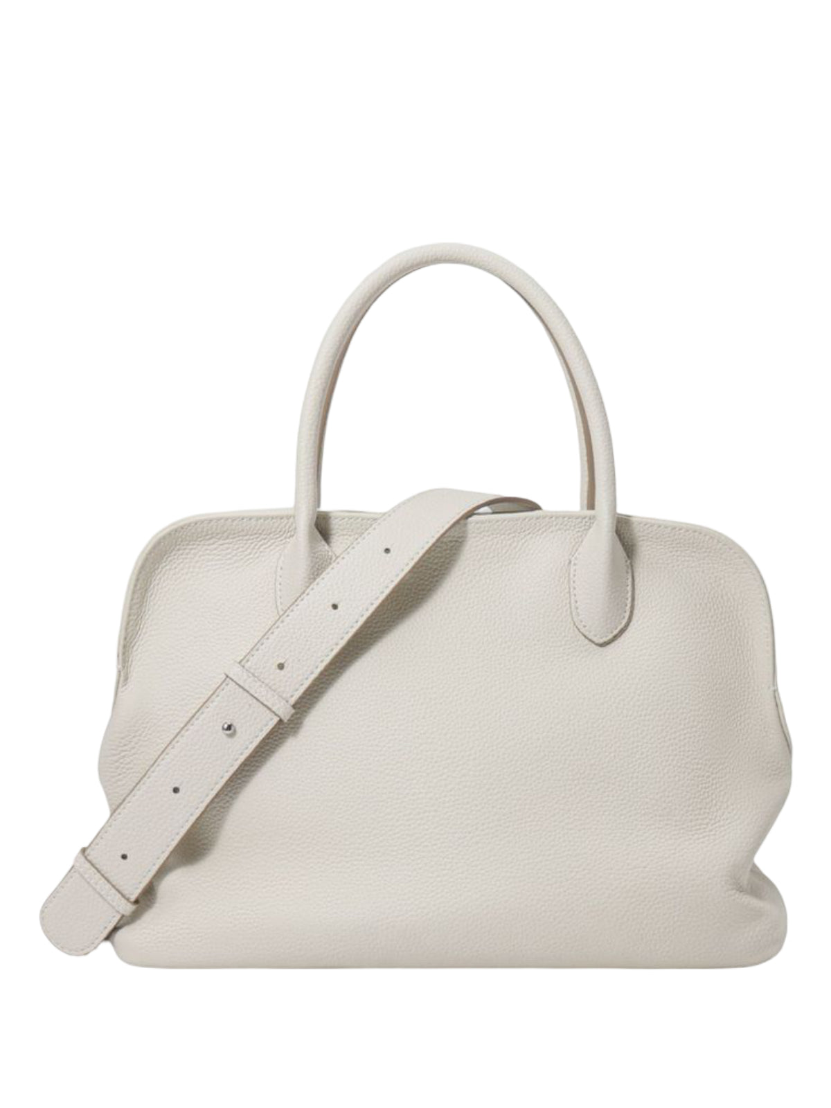 Sac à main en cuir ivoire, porté main et épaule, grande capacité, souple, zip sécurisé, modèle Andreane - Sac à main - Blanc