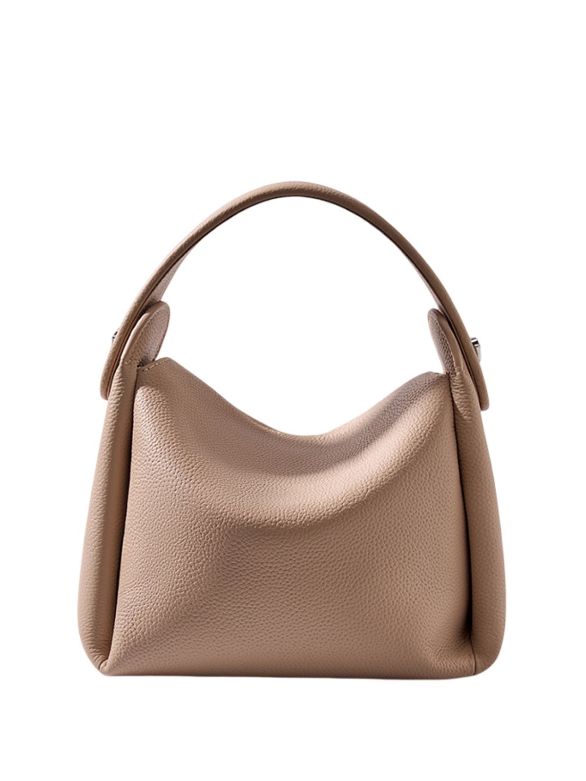 Sac à main en cuir souple femme, sac bandoulière cuir grainé, sac à main moyen format, look moderne et original, modèle Kéfrine - Sac à main - Beige