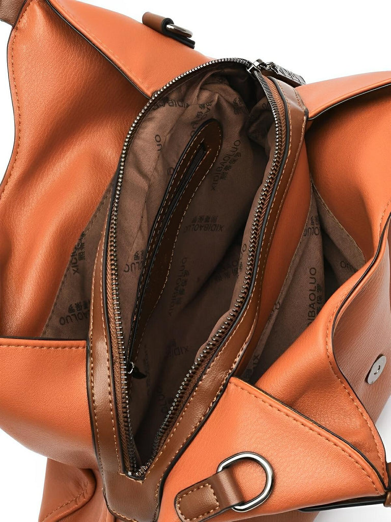 Sac à main en simili vegan, bandoulière ajustable, grand format, compartiments multiples, style rétro, modèle Chloé - Sac à main - Marron