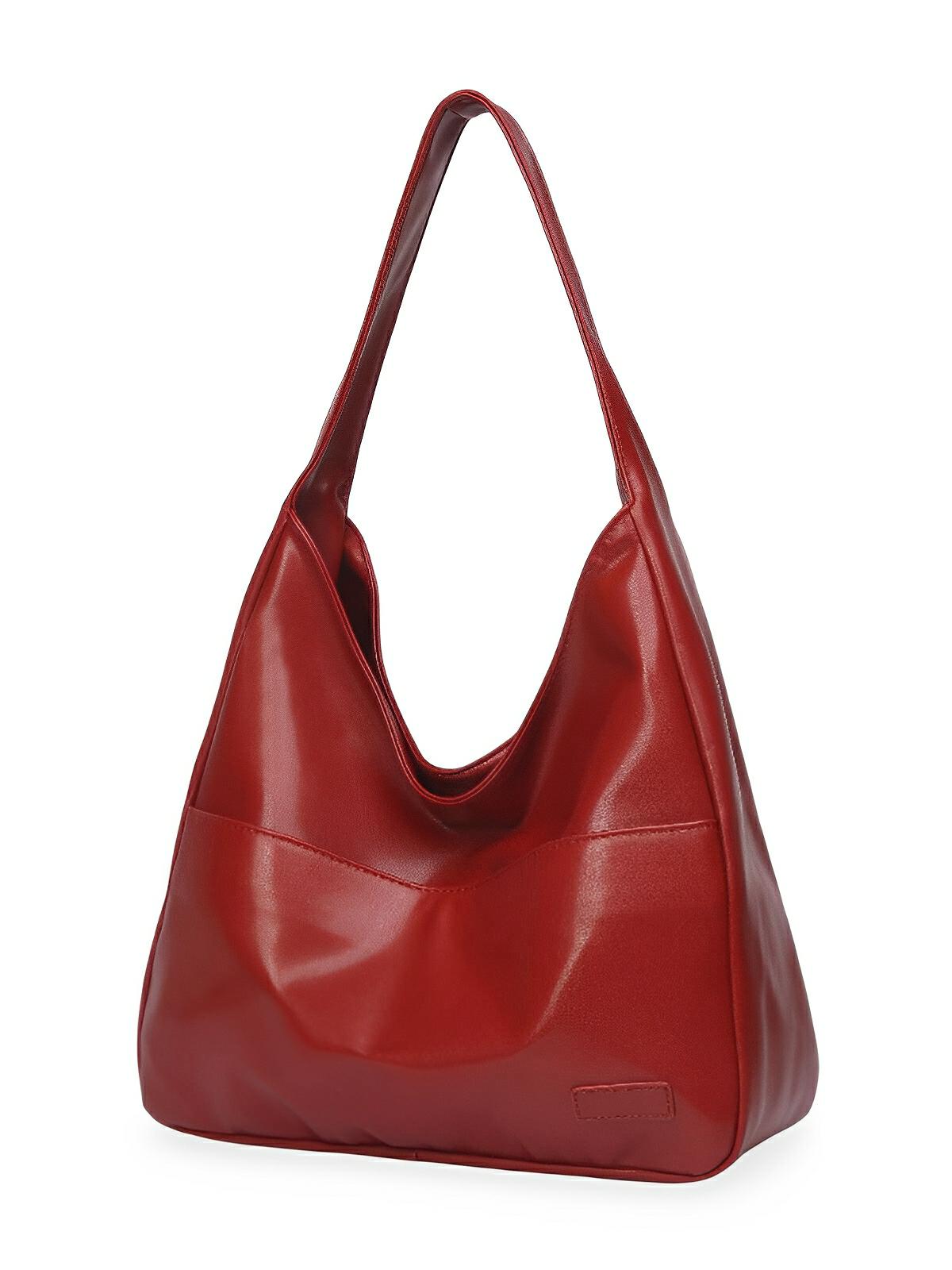 Sac à main en simili vegan, élégant et tendance, style hobo, modèle Cécile - Sac à main - Rouge