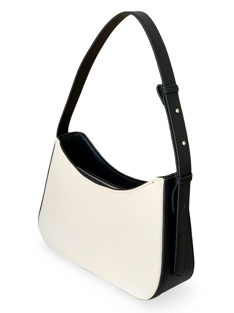 Sac à main épaule en toile, design minimaliste, bandoulière ajustable, fermeture zippée, modèle Clara - Sac à main - Noir
