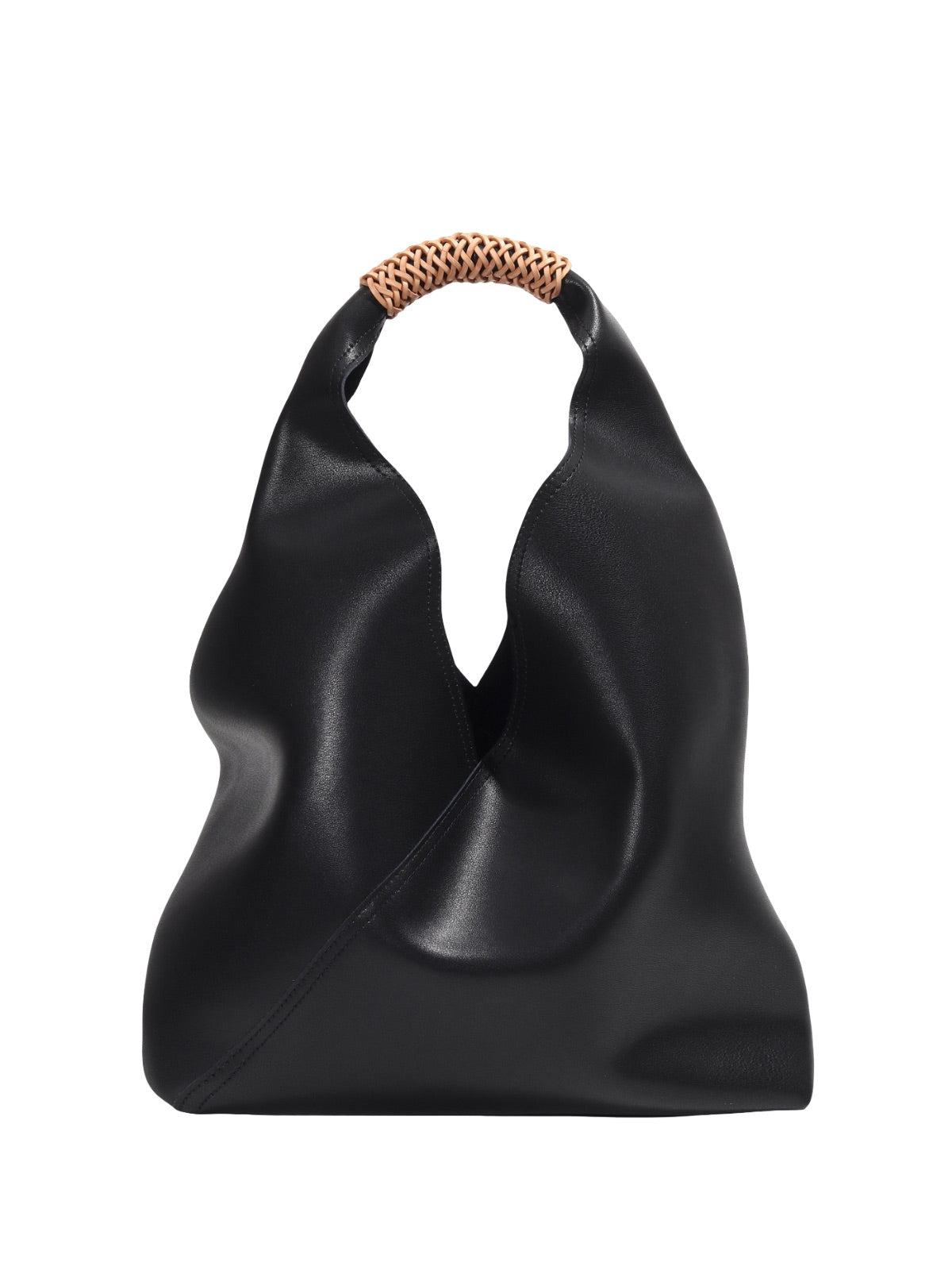 Sac à main femme cuir souple, grand sac seau, hobo porté épaule, sac tressé tendance, sac cabas grande capacité, sac moderne y2k, modèle Tisao - Sac à main - Noir
