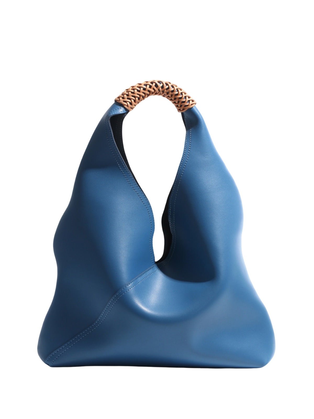 Sac à main femme cuir souple, grand sac seau, hobo porté épaule, sac tressé tendance, sac cabas grande capacité, sac moderne y2k, modèle Tisao - Sac à main - Bleu