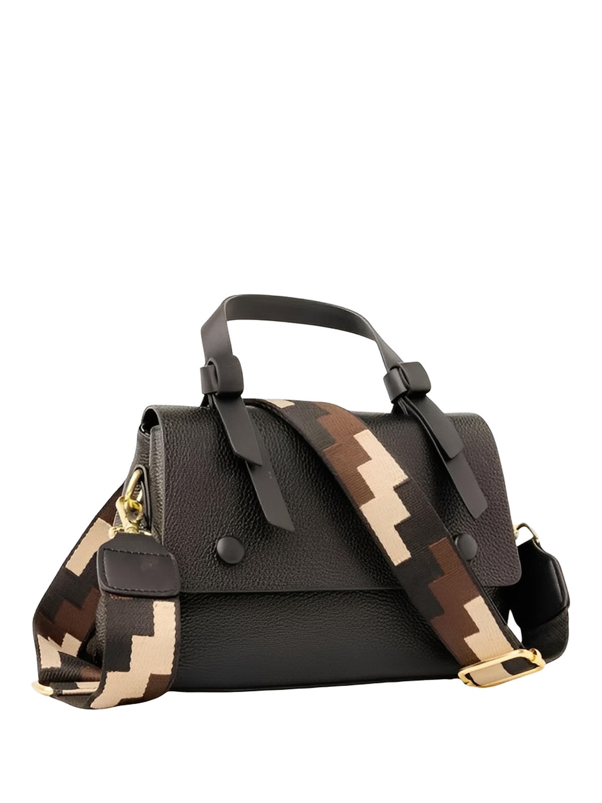 Sac à main femme en cuir, sac bandoulière tendance, petit sac porté main, chic et moderne, modèle Parvati - Sac à main - Noir