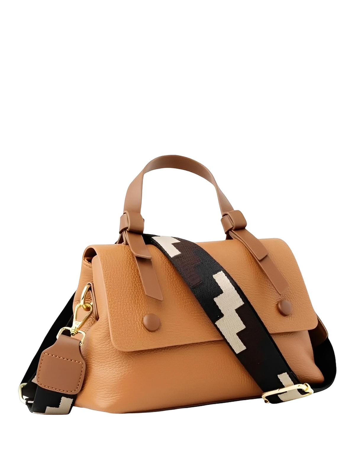 Sac à main femme en cuir, sac bandoulière tendance, petit sac porté main, chic et moderne, modèle Parvati - Sac à main - Camel