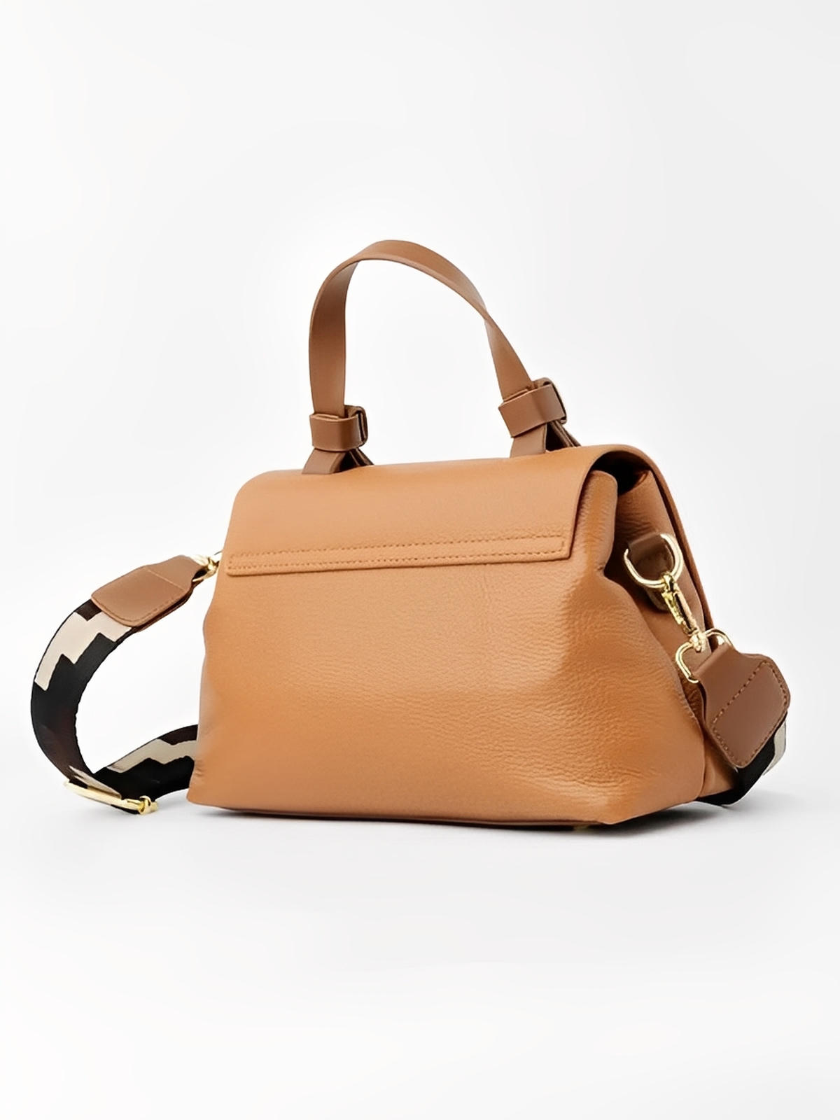 Sac à main femme en cuir, sac bandoulière tendance, petit sac porté main, chic et moderne, modèle Parvati - Sac à main - Camel