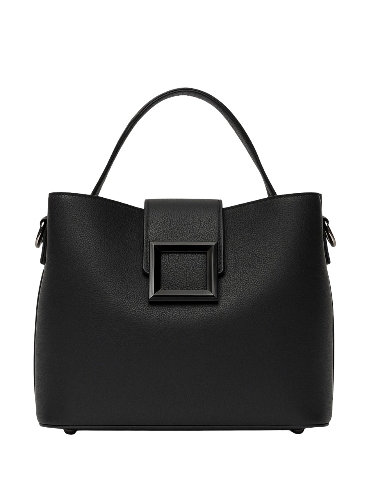 Sac à main femme, sac bandoulière, sac cabas moyen, simili vegan, anse large amovible, sac école, modèle Praxede - Sac à main - Noir