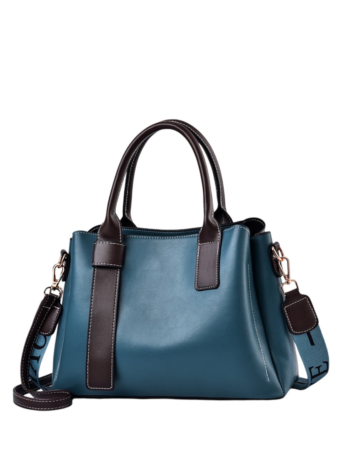 Sac à main femme simili, porté main, bandoulière réglable, compartiments intérieurs, style moderne, modèle Berte - Sac à main - Bleu