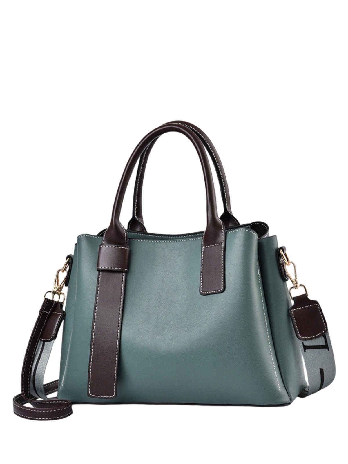Sac à main femme simili, porté main, bandoulière réglable, compartiments intérieurs, style moderne, modèle Berte - Sac à main - Vert