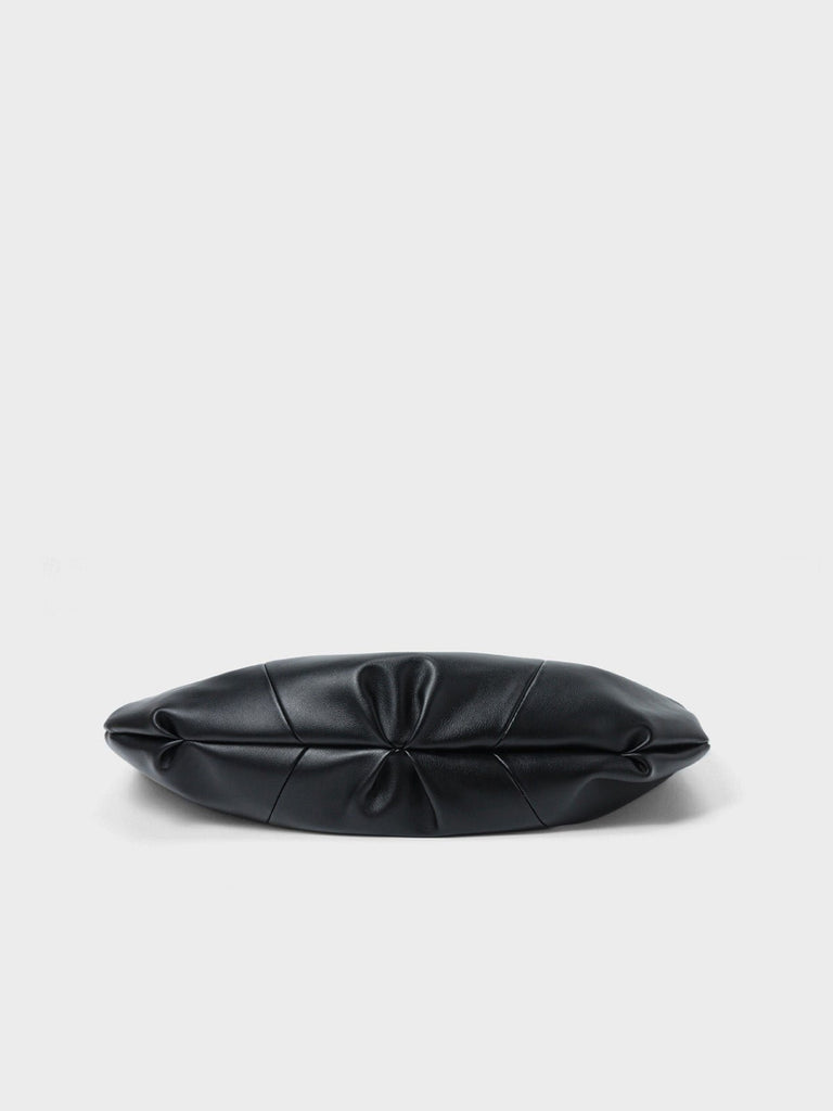 Sac à main hobo cuir souple, sac épaule femme, sac cabas dumpling, sac noir ou jaune, sac design tendance, modèle Ulina - Sac à main - Noir