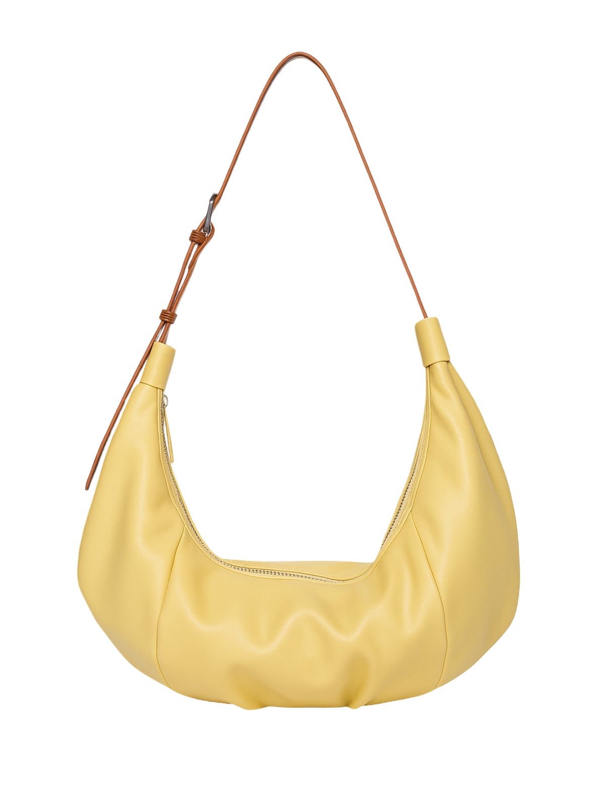Sac à main hobo cuir souple, sac épaule femme, sac cabas dumpling, sac noir ou jaune, sac design tendance, modèle Ulina - Sac à main - Jaune