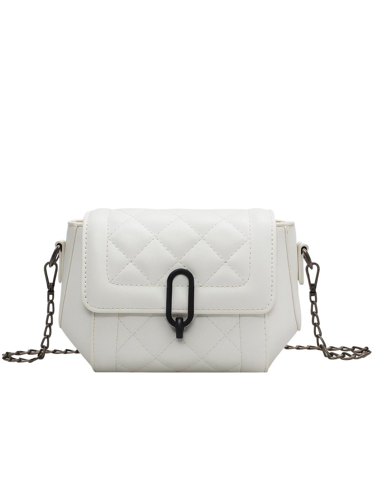 Sac à main matelassé femme, chaîne métal, porté épaule, simili vegan, style tendance, fermeture sécurisée, modèle Lucresse - Sac à main - Blanc