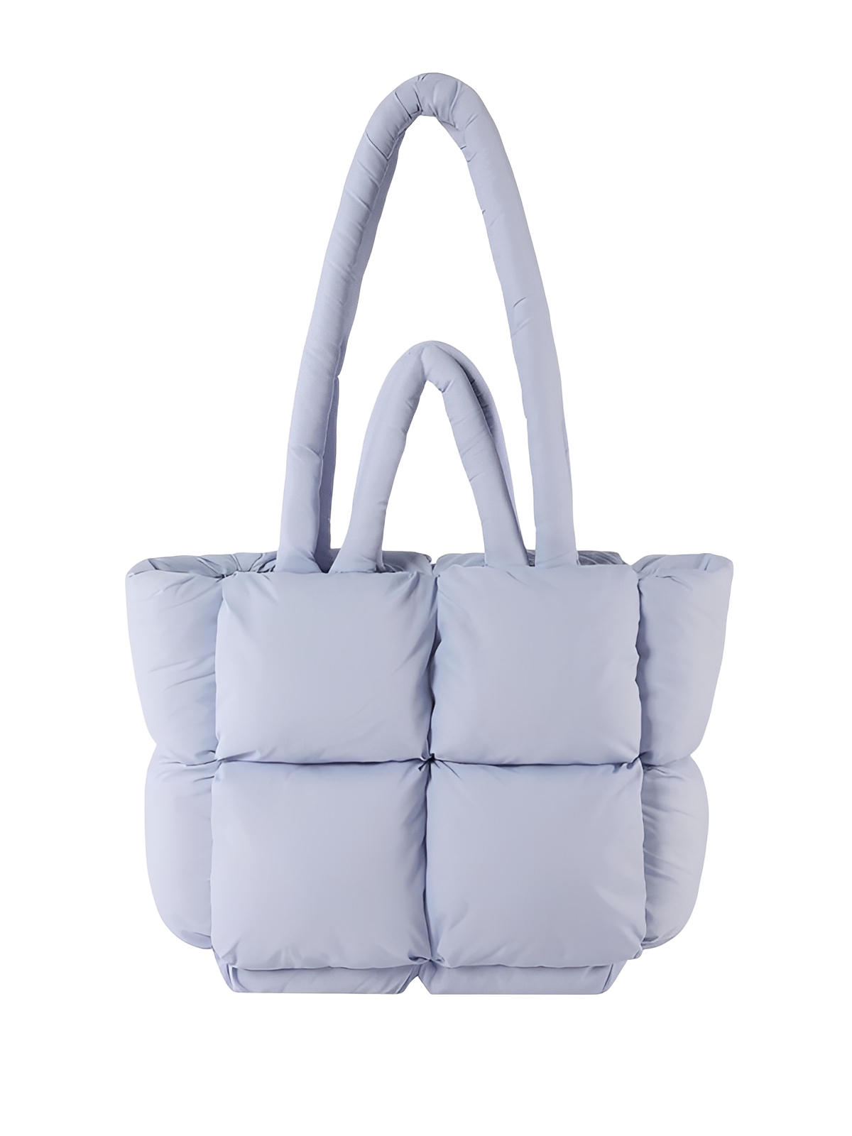 Sac à main matelassé oversize, sac cabas doudoune, fourré léger, sac épaule mode, sac shopping rembourré, modèle Solann - Sac à main - Bleu clair