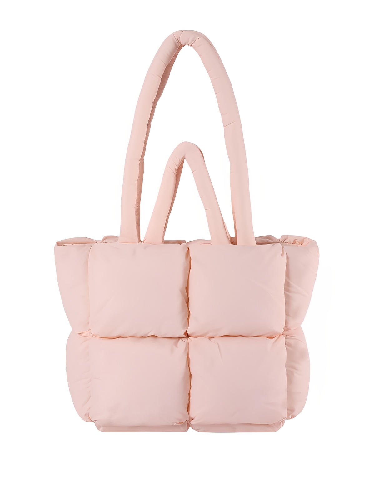 Sac à main matelassé oversize, sac cabas doudoune, fourré léger, sac épaule mode, sac shopping rembourré, modèle Solann - Sac à main - Rose