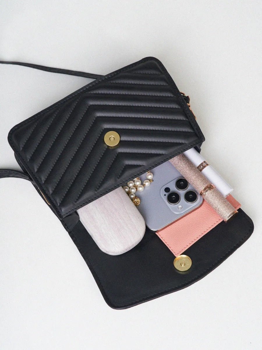 Sac à main papillon en simili vegan, sac bandoulière femme, sac porté épaule chic, petit sac rigide femme, sac rabat aimanté, modèle Barbara - Sac à main - Noir