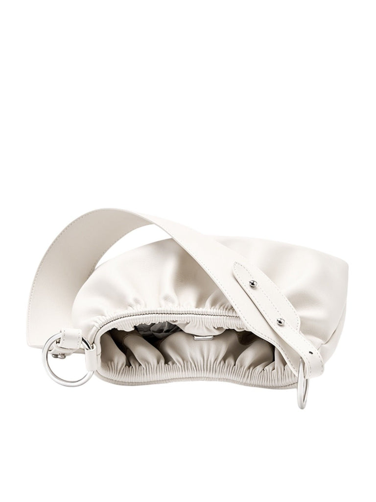 Sac à main plissé, sac chaîne épaule, sac cabas simili vegan, sacoche femme souple, modèle Viviane - Sac à main - Blanc