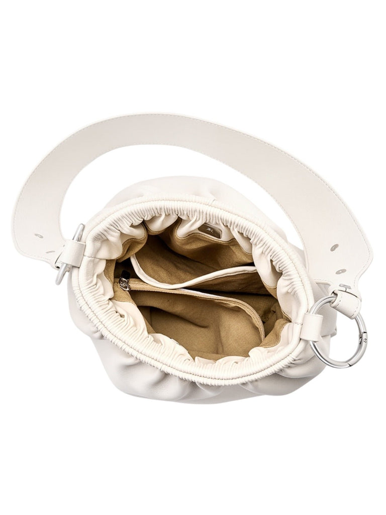 Sac à main plissé, sac chaîne épaule, sac cabas simili vegan, sacoche femme souple, modèle Viviane - Sac à main - Blanc