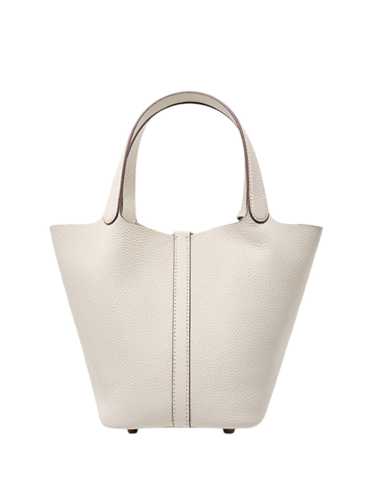 Sac à main seau en cuir, sac main femme, cabas luxe quotidien, sac cadenas, sac mode chic, modèle Elcia - Sac à main - Blanc