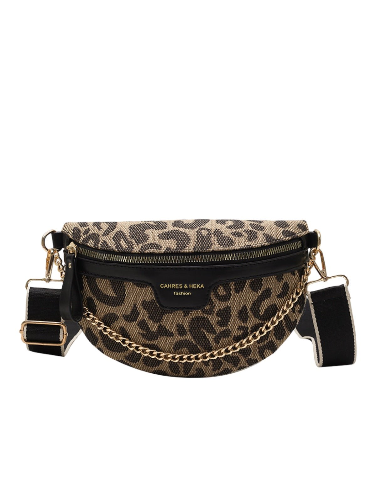 Sac banane léopard femme, sac ceinture imprimé, sac bandoulière tendance, sac à main compact, sacoche chic, Avoye - Sacoche - Noir