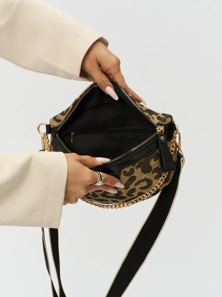 Sac banane léopard femme, sac ceinture imprimé, sac bandoulière tendance, sac à main compact, sacoche chic, Avoye - Sacoche - Noir
