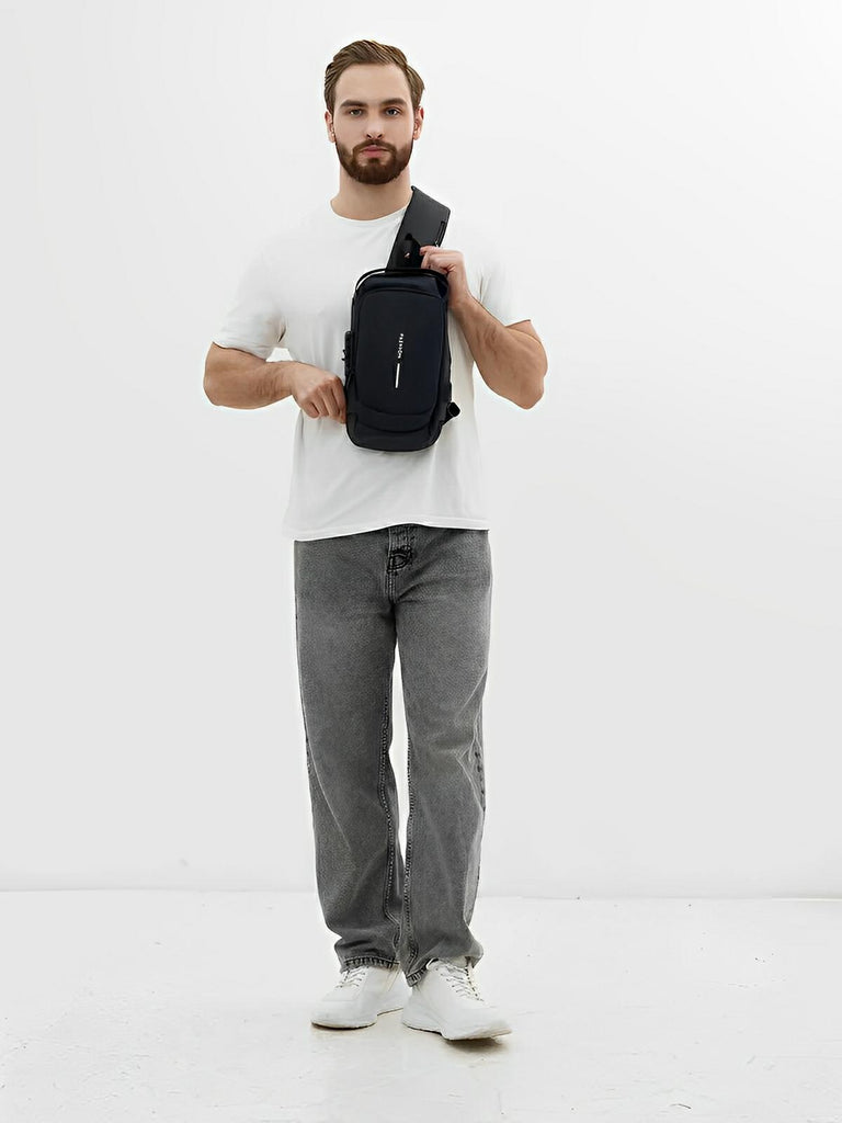 Sac bandoulière antivol compacte et urbain, avec port USB - Sacoche - Marron